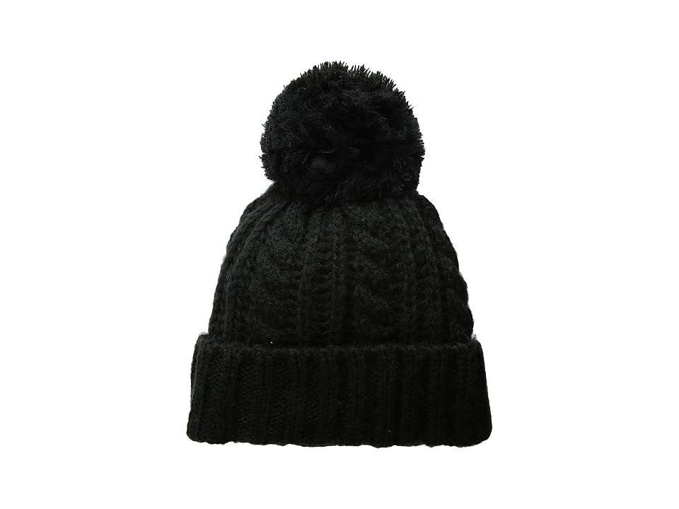 Hat Attack Soft Cable Beanie with Knit Pom (Black) Beanies | Zappos