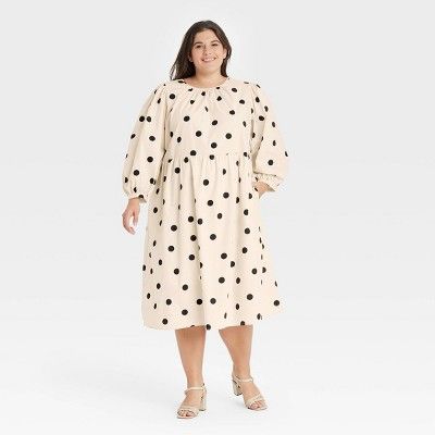 Women's Polka Dot Balloon Long Sleeve Tie-Back Dress - Who What Wear™ | Target