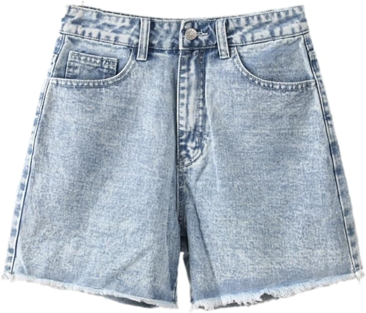 Alloaone Denim Chic Shorts Women Summer High Waist Straight Leg Jeans for | Amazon (US)