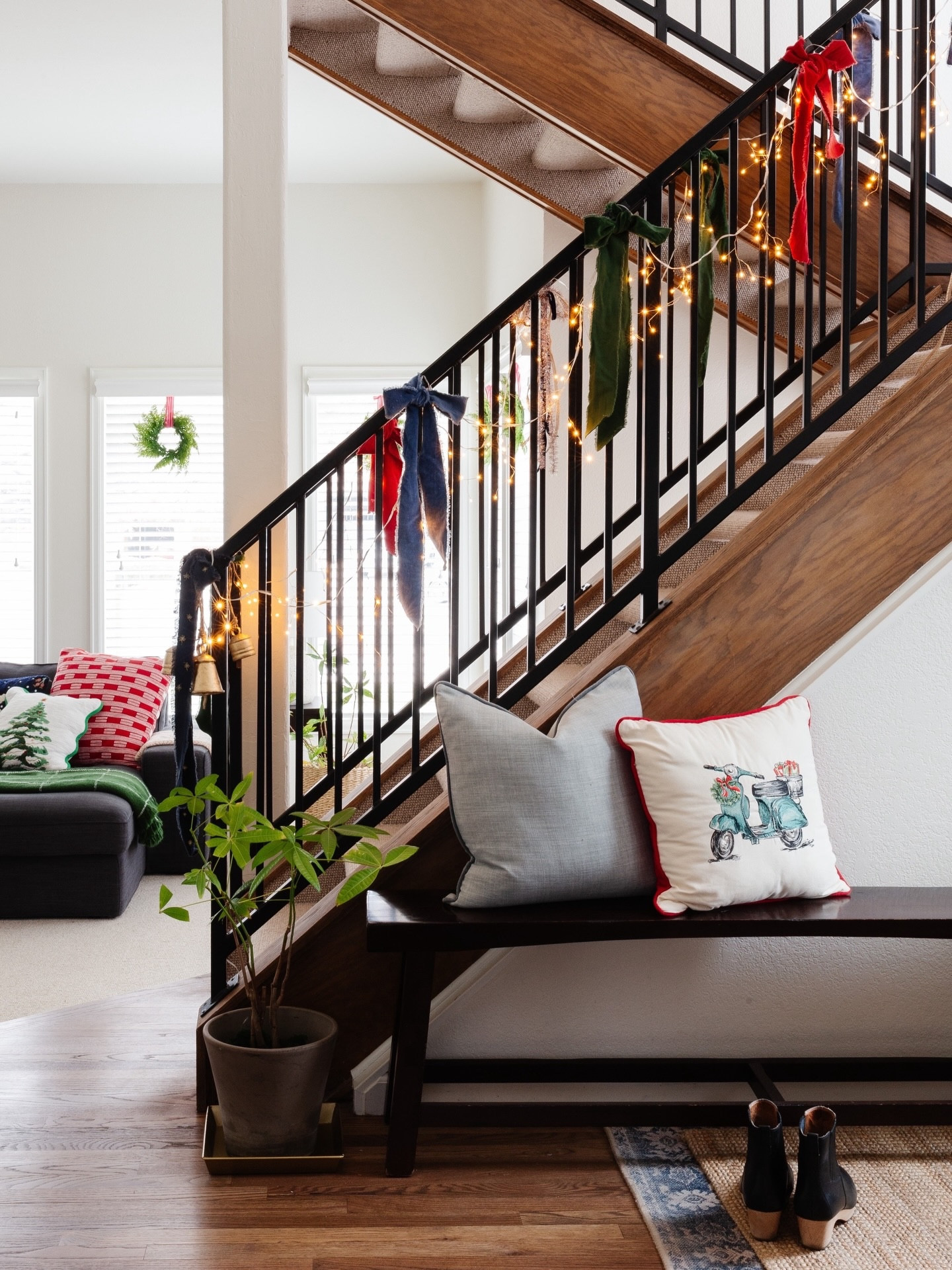 As of last year—every room *on the main floor* gets touched at Christmas in our house ✨

From the twinkle-lighted staircase…to mini wreaths in every window in the living room…to playful powder bath moments and festive dining spaces—our entire main floor becomes an immersive holiday experience. 

So grateful I had the itch last year to step up our Christmas decorating. My hope is that it’s creating lifelong memories for the girls—how the Advent season felt as they grew up, learning the significance of the greatest event in history.

A special thanks to @karadeyoung for capturing this view!

Design // @peggyhaddadinteriors 
Photography // @karadeyoung
Florals // @ariannafloral 
Tablescapes in collaboration with @southernmtngirl