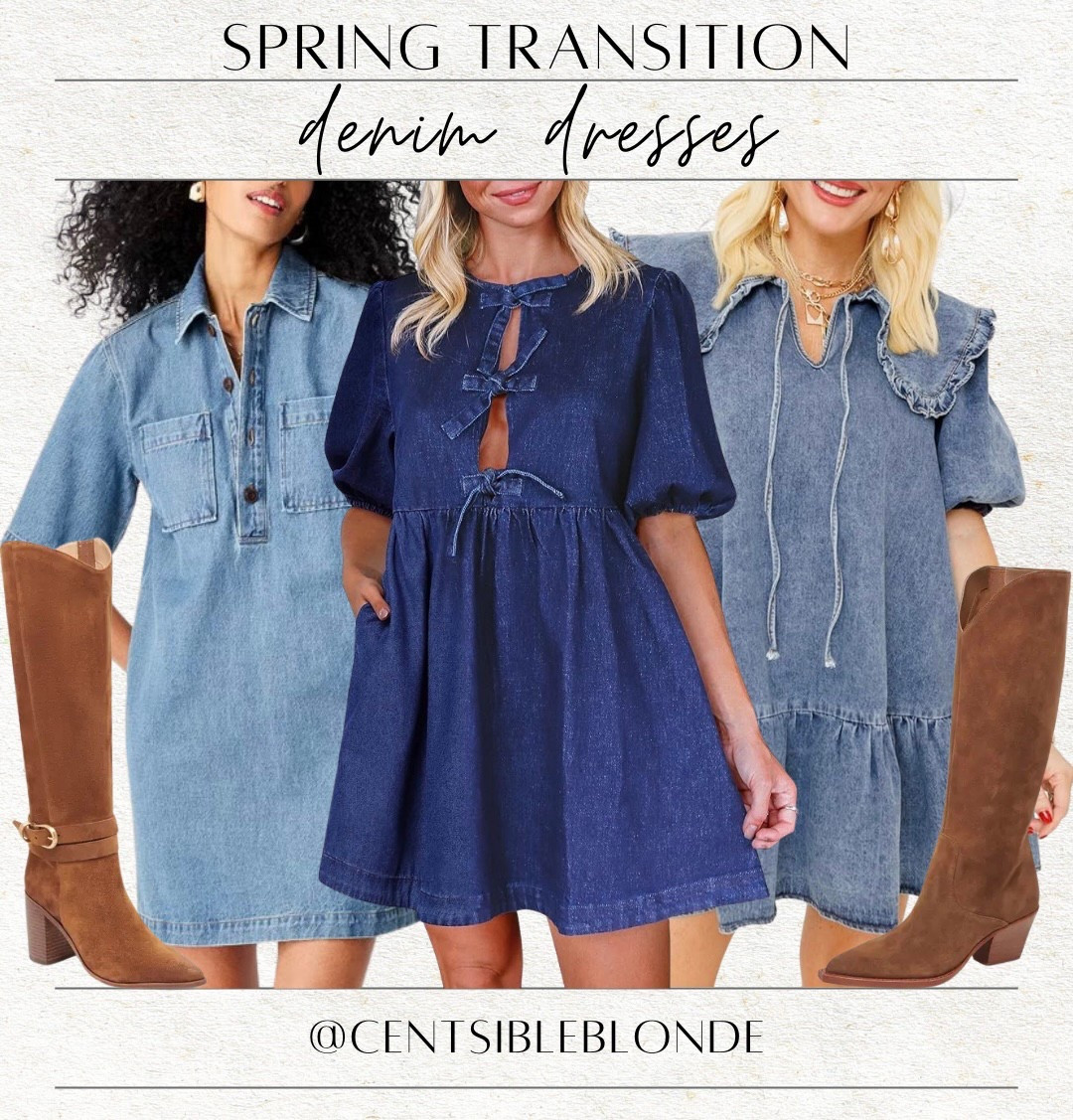 Denim dresses, tall boots, suede boots, brown boots, nordstrom shoes, nordstrom boots, short sleeve dresses, Spring dress, Spring style, Spring outfit, dress and boots, Spring transition, country western, Nashville, country concert, rodeo