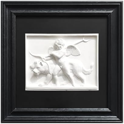 FOLKOR LIFE Framed Black and White Art Sculpture for Living Room Wall Decor, Greek Cupid Figurine... | Amazon (US)