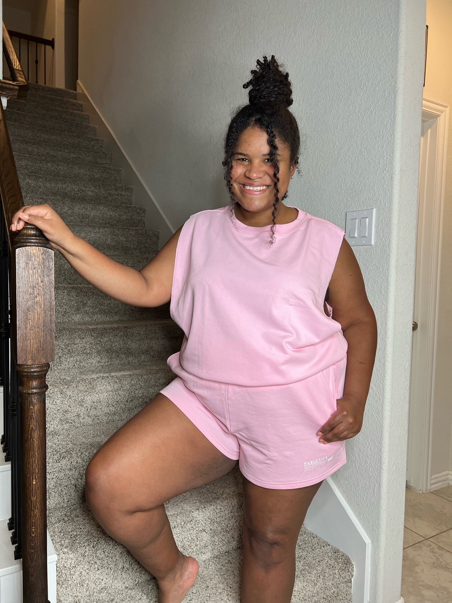 Pink 2 Piece Short Set from Fabletics. I am wearing a 1X

#LTKstyletip #LTKfit #LTKcurves