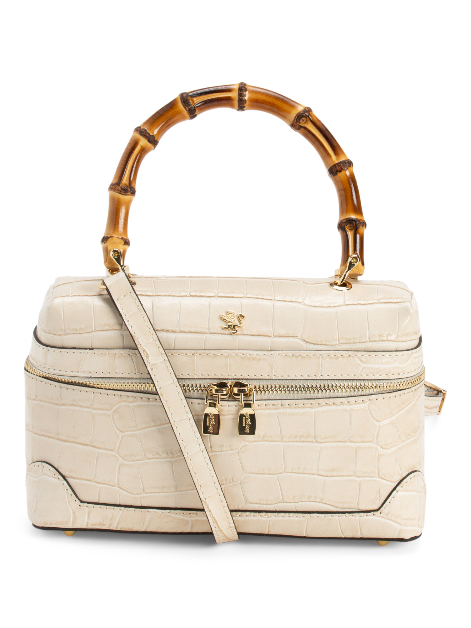 Leather Crocodile Vanity Case With Bamboo Handle | Handbags | Marshalls | Marshalls