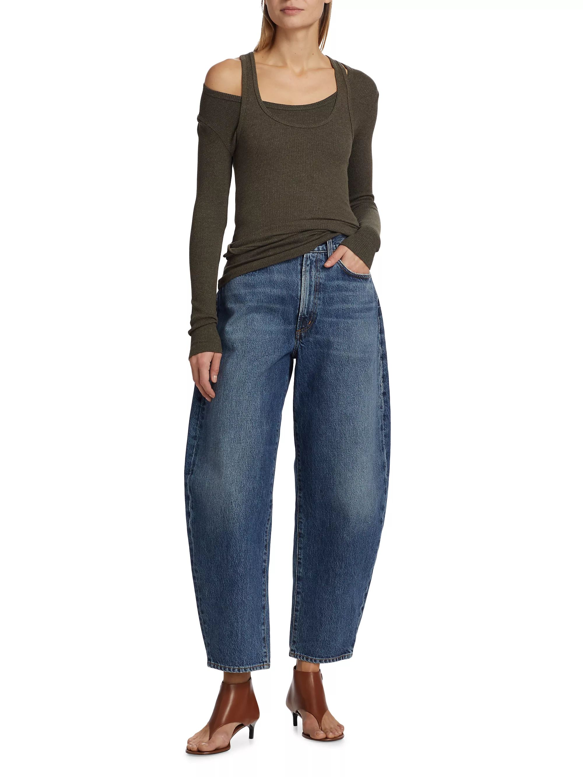 Balloon High-Rise Rigid Barrel Jeans | Saks Fifth Avenue