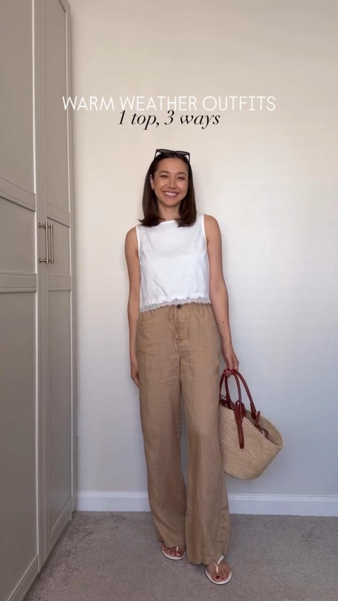 Styling 1 top, 3 ways 

Gap top — xs, on sale 
Br linen trouser pants 
Gap linen pull on pants — on sale 
Sezane jeans 

Spring outfits

#LTKootd #LTKSaleAlert