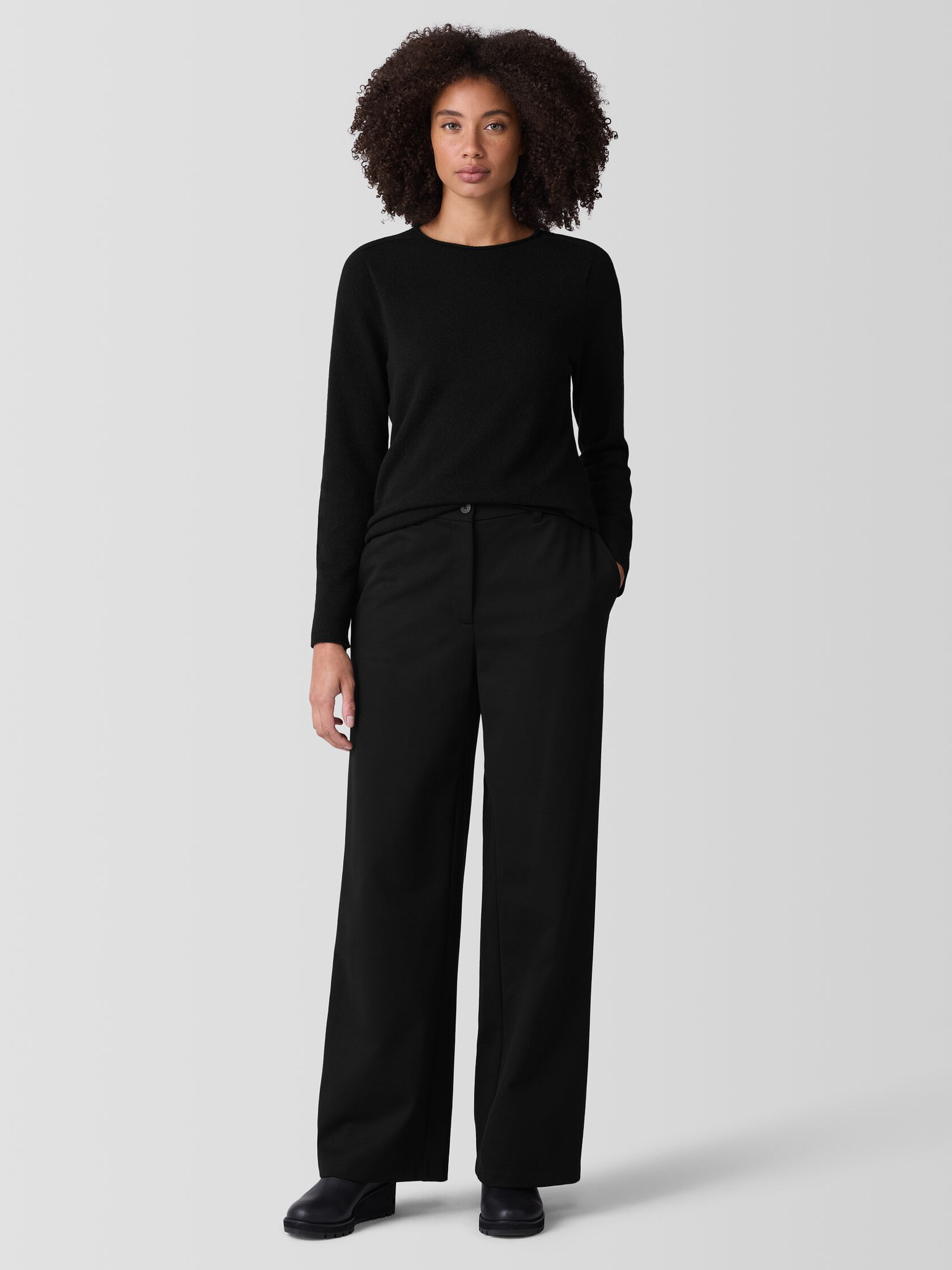 Washable Flex Ponte Wide Trouser Pant | Eileen Fisher