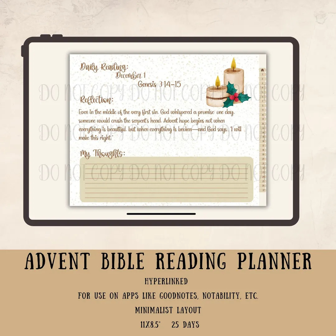 Advent Bible Reading Digital Planner Devotional, Hyperlinked PDF - Etsy | Etsy (US)