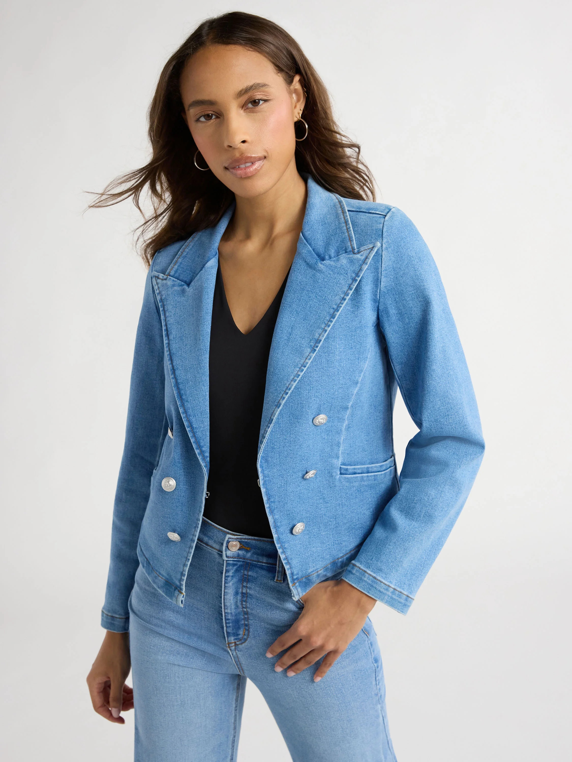 Sofia Jeans Women's Fitted Denim Blazer, Sizes XS-XXXL | Walmart (US)