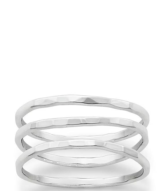 Sterling Silver Delicate Set of 3 Forged Rings | Dillards