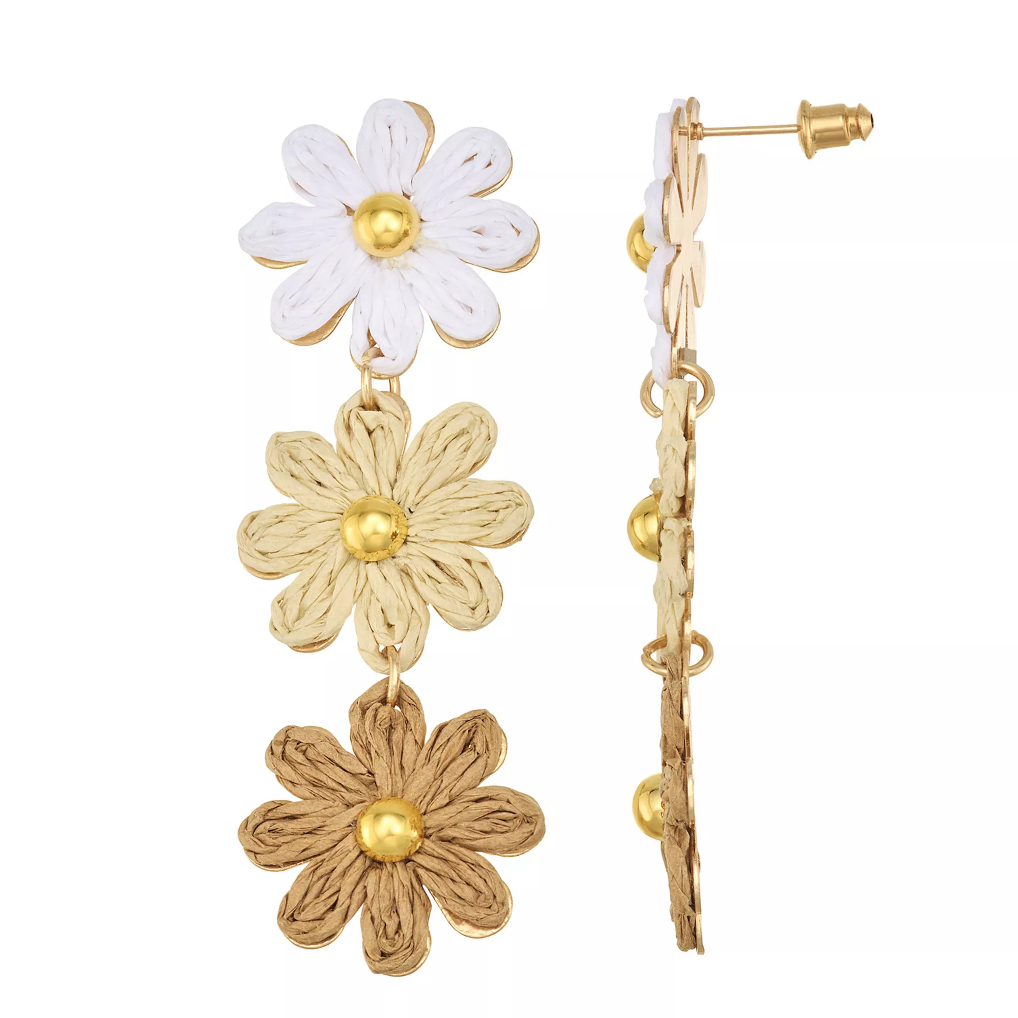 Emberly Gold Tone Raffia Flower Earrings | Kohl's