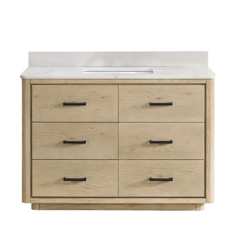Porto 48'' Free Standing Single Bathroom Vanity with Quartz Top | Wayfair North America