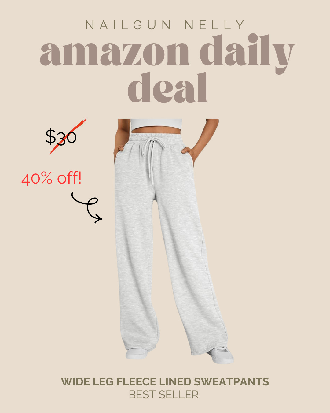 Amazon Daily Deal! 

Womens Wide Leg Fleece Lined Sweatpants. Comfy & perfect for travel!  

 #LTKActive #LTKSaleAlert #LTKFindsUnder50