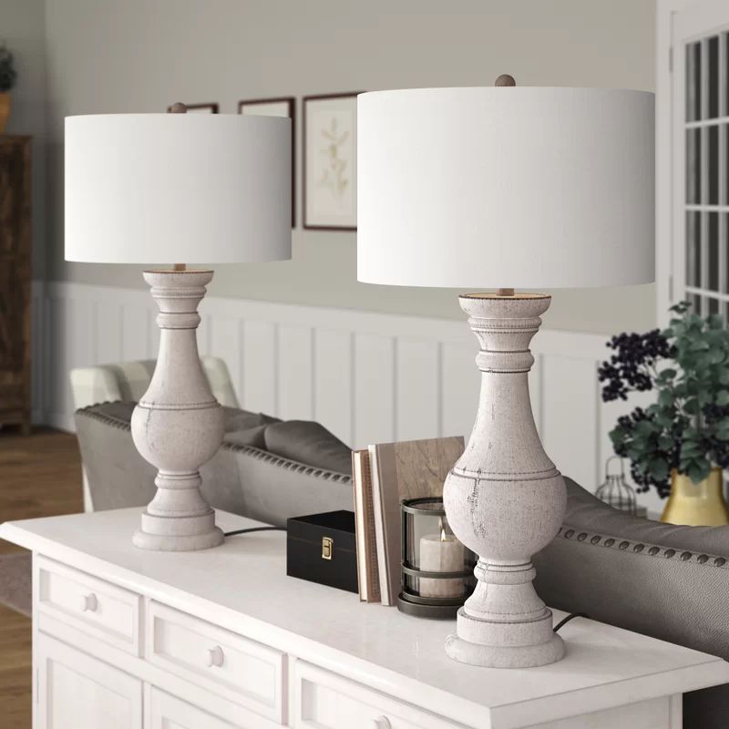 Elvis 31.25" White Table Lamp Set | Wayfair North America