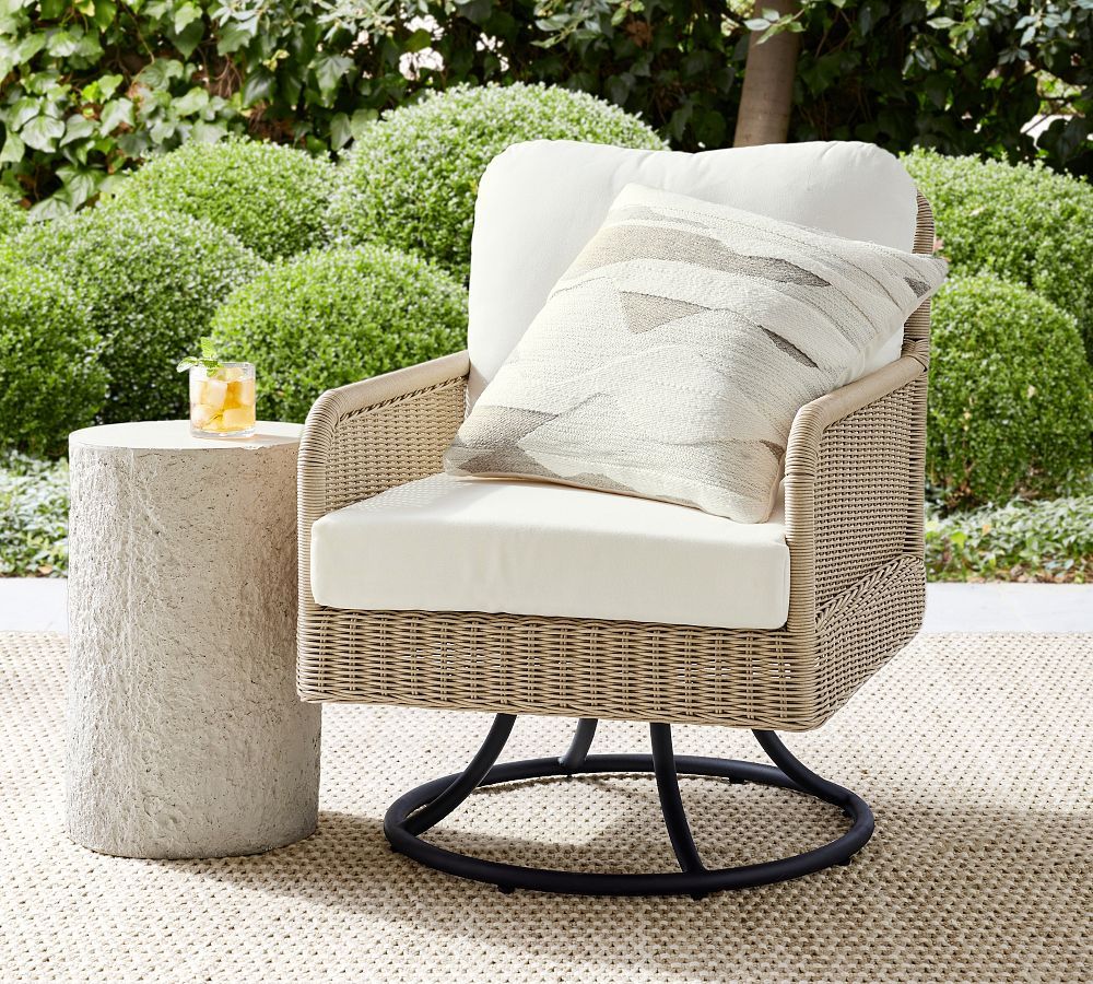 Tulum Wicker Swivel Outdoor Lounge Chair | Pottery Barn (US)