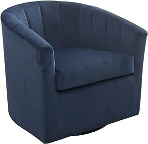 Phoenix Home Modern Velvet Swivel Accent Barrel Chair, Dark Blue | Amazon (US)