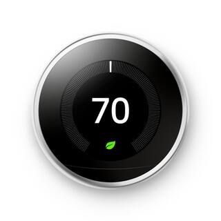 Google Nest Learning Thermostat - Smart Wi-Fi Thermostat - Polished Steel-T3019US - The Home Depo... | The Home Depot