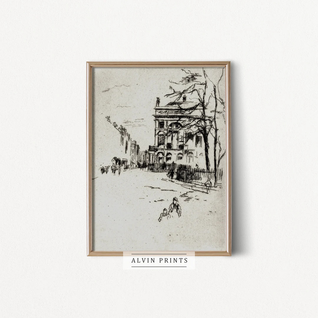 Vintage Cityscape Sketch Wall Art - Mailed Fine Art - Black and White Drawing, Minimalist Decor f... | Etsy (US)