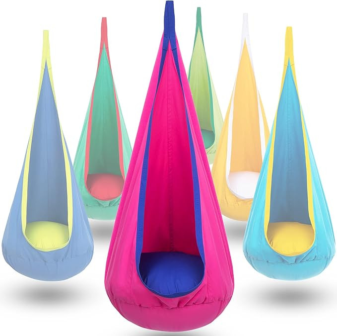 Y- STOP Kids Pod Swing Seat, Hanging Hammock Chair Swing with Inflatable Pillow, Sensory Swing Ch... | Amazon (US)