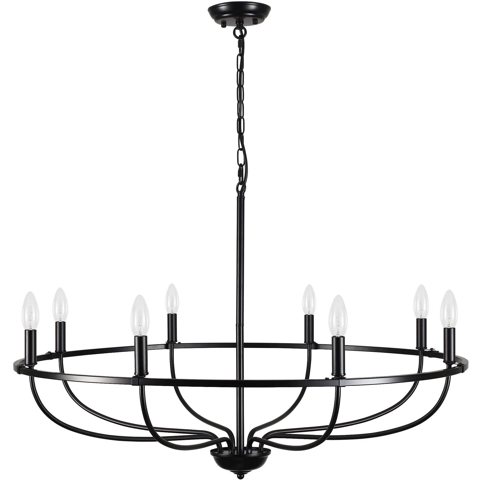 Thorgard 8-Light Wagon Wheel Chandelier, Dimmable Rustic Industrial Farmhouse Light Fixture in Bl... | Wayfair North America