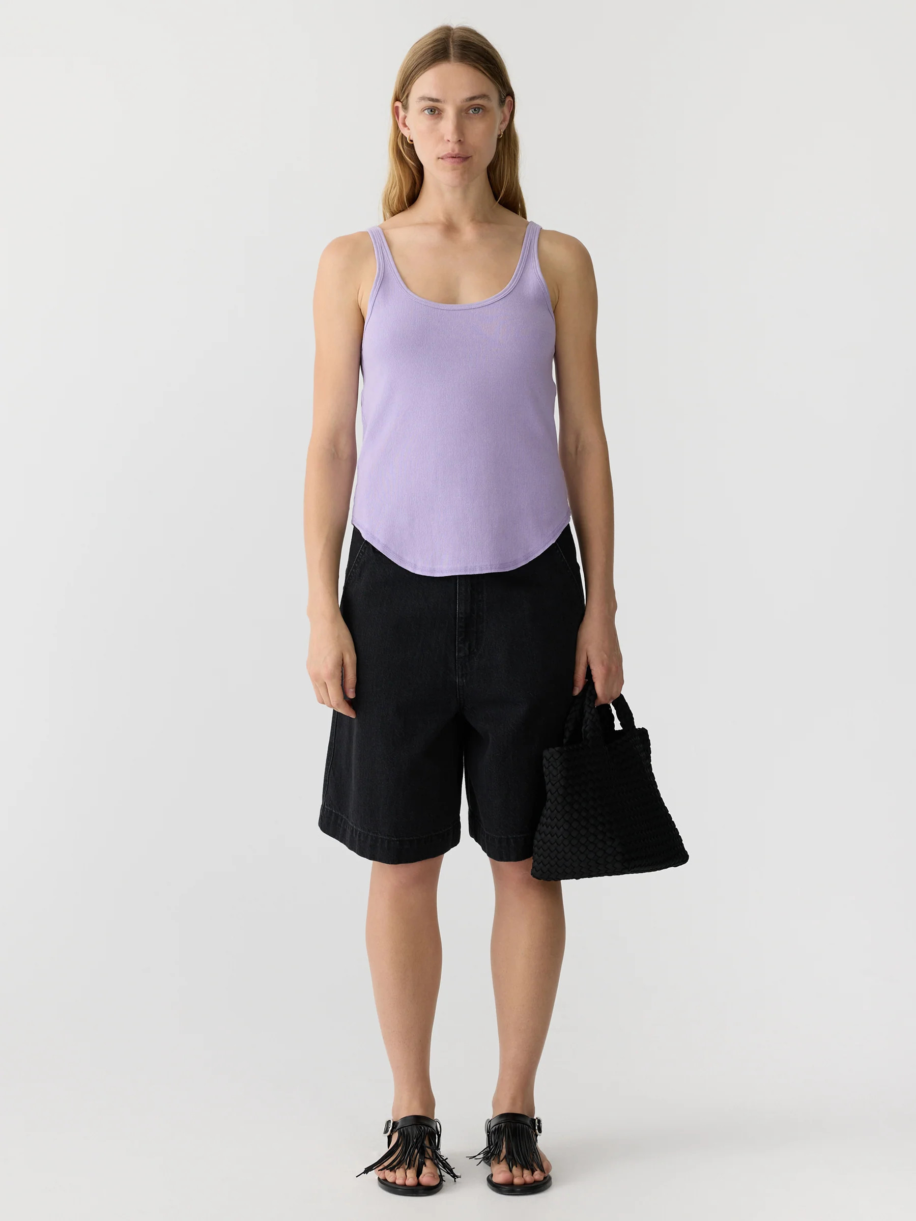 slim scoop rib tank | Bassike