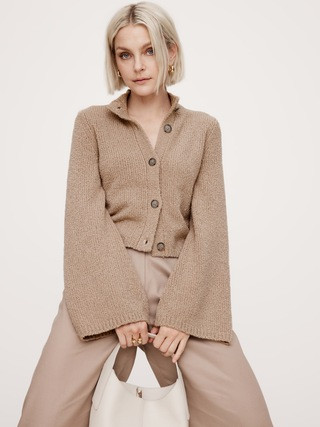 Merino-Blend Flare-Sleeve Cardigan | Banana Republic | Banana Republic (US)