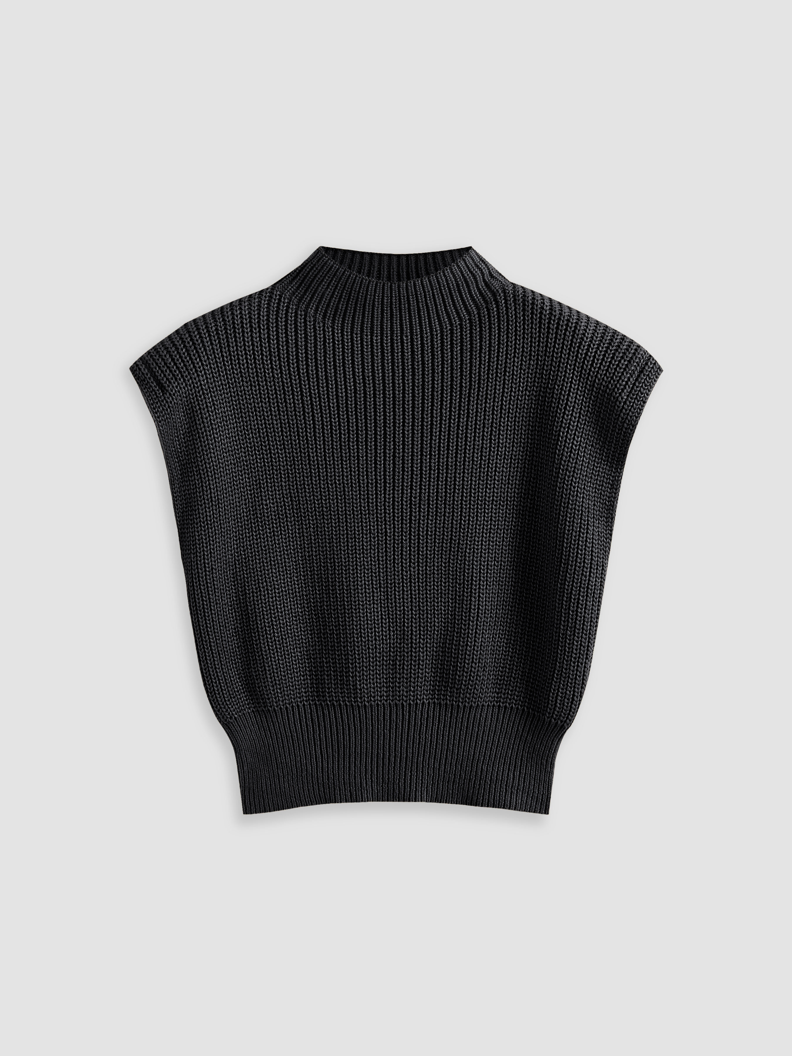 Basic & Thermal Preppy Solid High Neck Knit Vest | Cider
