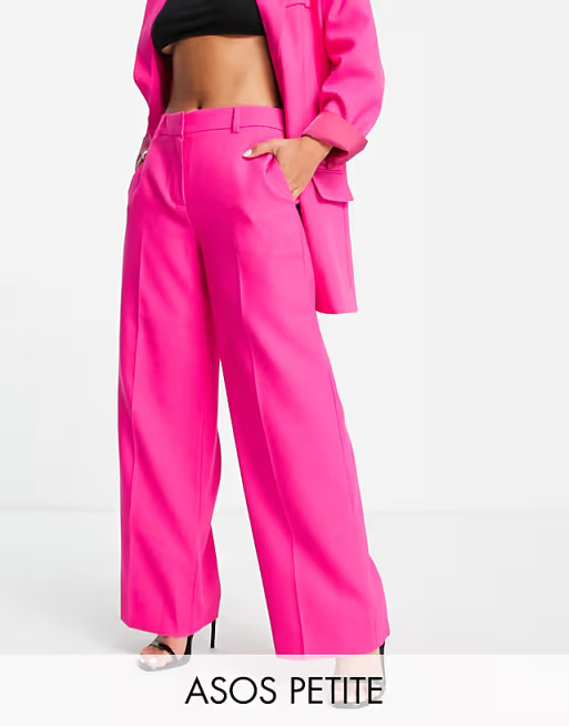 ASOS DESIGN Petite extreme man suit mansy trouser in fluro pink | ASOS (Global)