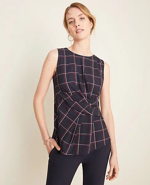 Plaid Twist Waist Shell | Ann Taylor (US)