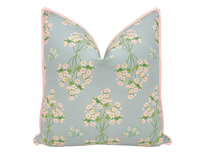Lulie Wallace : Suzanna With Butterfly Flange Pillow | Floral Print | Botanical Print | Flange Pi... | Etsy (US)
