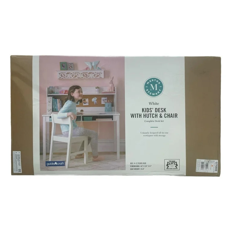 Martha Stewart Kids' Desk and Chair Set - Creamy White: Children's Study Table and Homeschool Sta... | Walmart (US)
