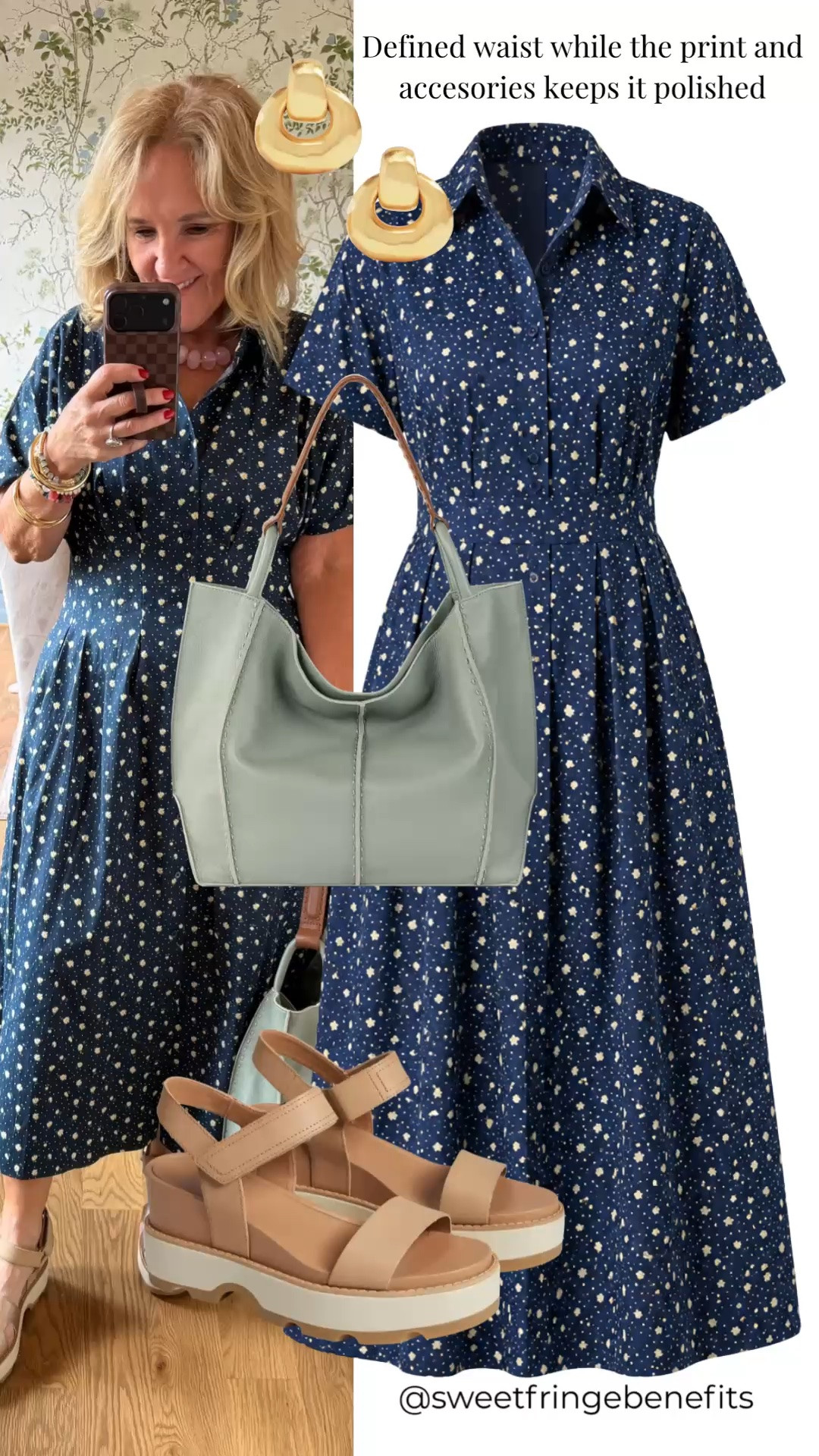 This navy floral dress is an easy polished outfit with a defined waist and comfortable short sleeves. I love it styled with neutral wedges and a soft sage bag for an effortless summer look.

💡 LTK MADE EASY
❤️ Heart = Support my posts!
🔖 Save = Get sale & restock alerts
📋 Lists = Keep favorites organized
📲 Share = Send lists and products to a friend. Hello, Christmas List!
💬 Comment = Ask me anything about what I'm wearing.:-)

#LTKootd #LTKdayinmylife #LTKOver40
