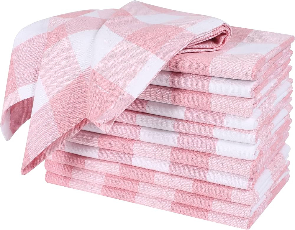 Gingham Buffalo Check Cotton Napkins Set of 12 - Decorative Dinner Napkins, Soft and Absorbent Pa... | Amazon (US)