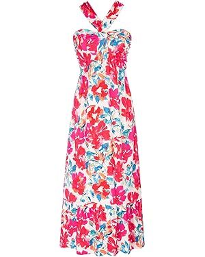 GRACE KARIN 2024 Women's Criss Cross Halter Neck Sleeveless Summer Floral Print Flowy A Line Maxi... | Amazon (US)