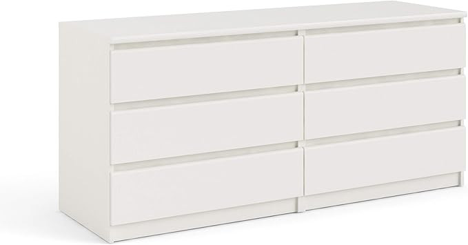 Tvilum Scottsdale 6 Drawer Double Dresser, White Wood Grain | Amazon (US)