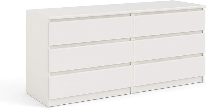 Tvilum Scottsdale 6 Drawer Double Dresser, White Wood Grain | Amazon (US)