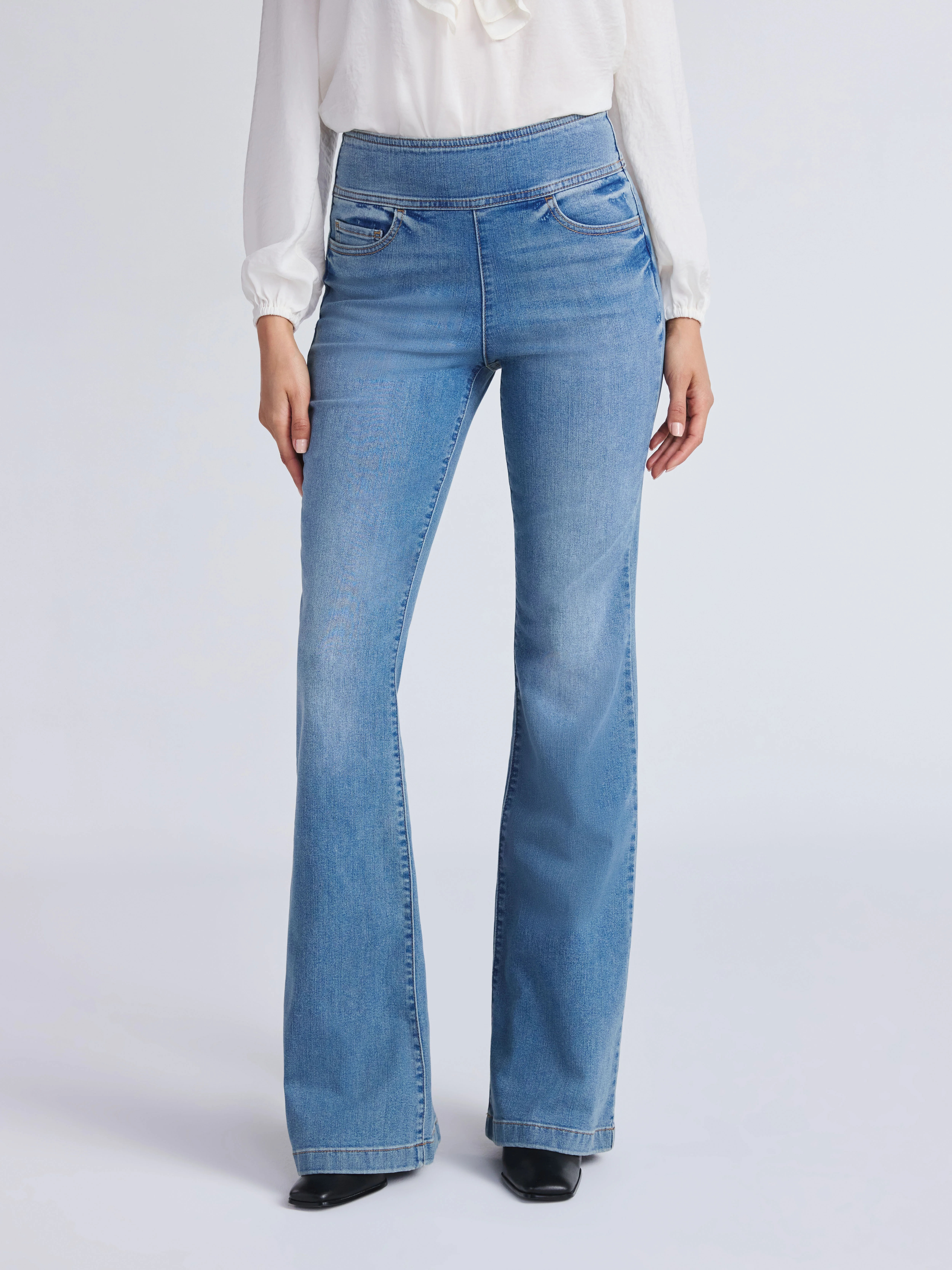 Sofia by Sofia Vergara Women's and Women's Plus Melisa Flare High Rise Pull On Jeans, 30.5", 32.5... | Walmart (US)