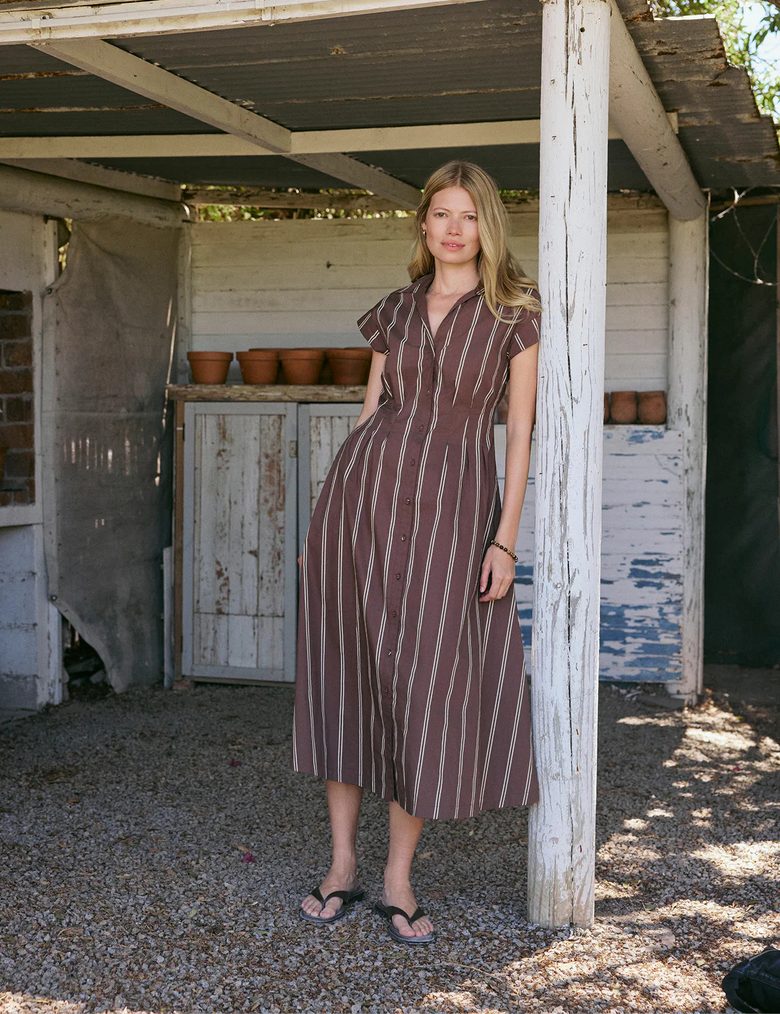 Brown Pinstripe Jane Shirt Dress | Nobody's Child