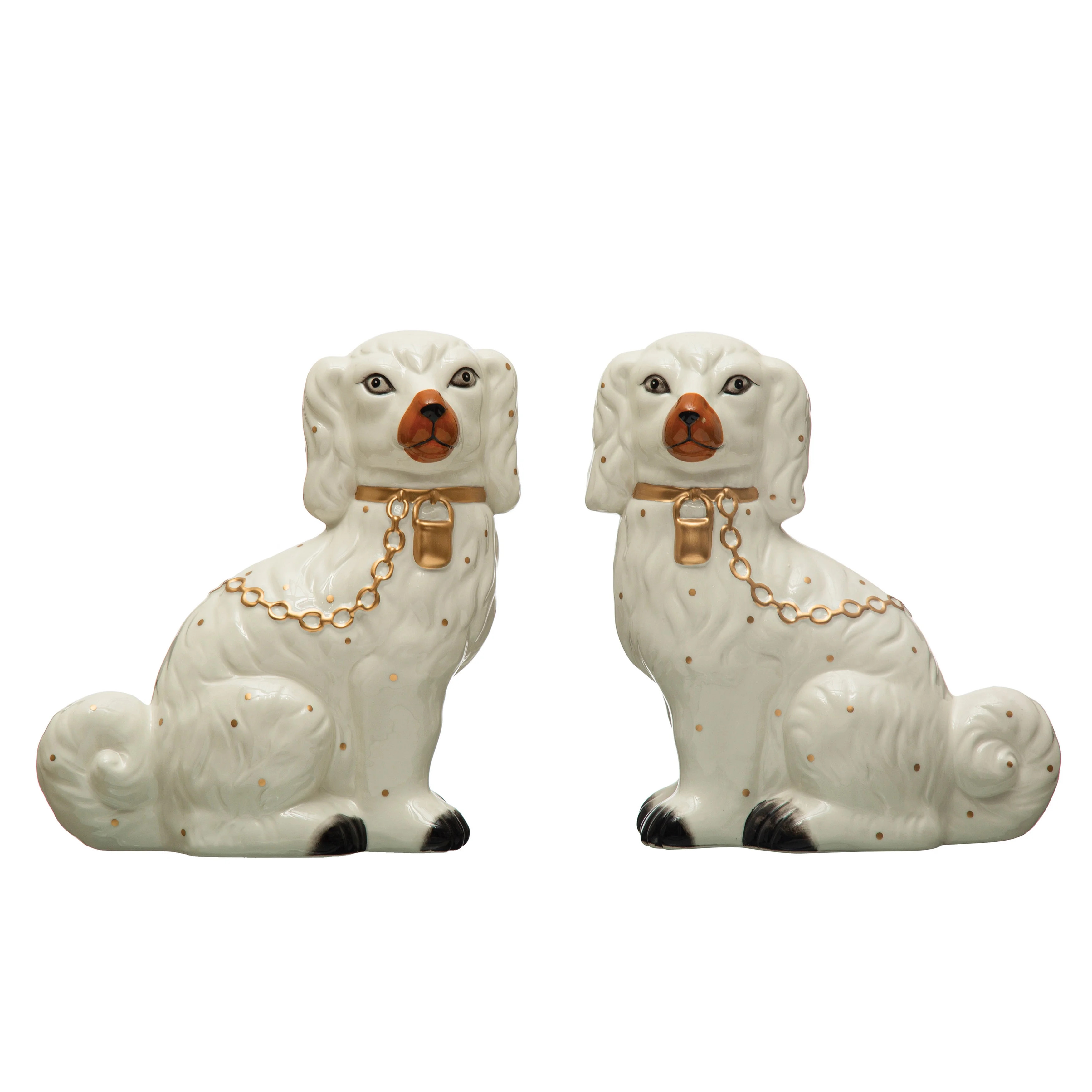 Creative Co-Op Decorative Staffordshire Dog with Collar and Leash, Set of 2, Multicolor | Walmart (US)