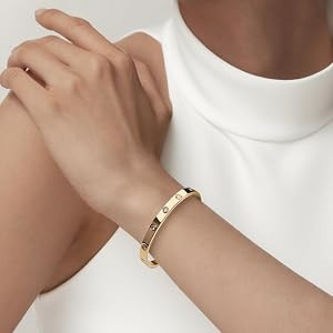 Gold Bracelets for Women, 18K Gold Plated Friendship Bangle Bracelet Stainless Steel Bracelet Jew... | Amazon (US)