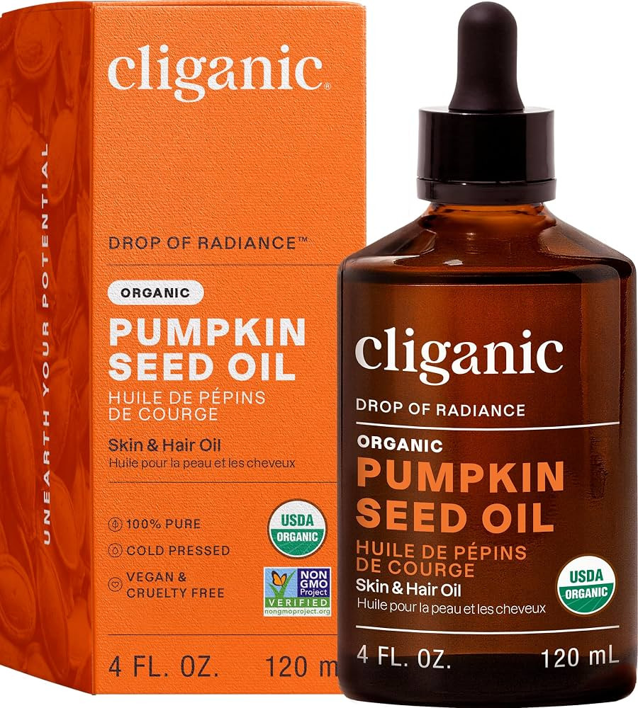 Cliganic Organic Cold Pressed Pumpkin Seed Oil, 100% Pure - For Hair & Face | Natural Unrefined | Amazon (US)