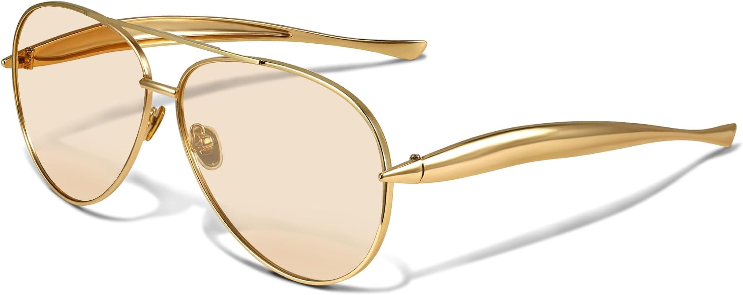 YDAOWKN Retro Gold Aviator Sunglasses for Women Men, Metal Oversized 70s Aviators Sun Glasses | Amazon (US)