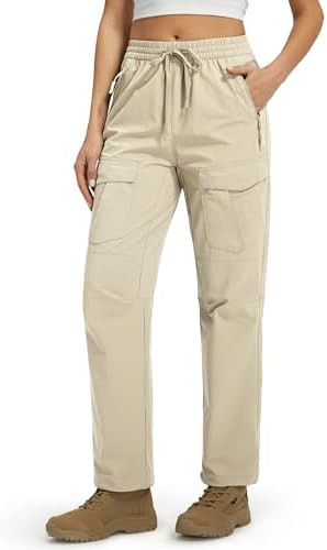 Womens Hiking Pants with Zipper Pockets Quick Dry Lightweight Cargo Joggers Elastic Waist Water R... | Amazon (US)
