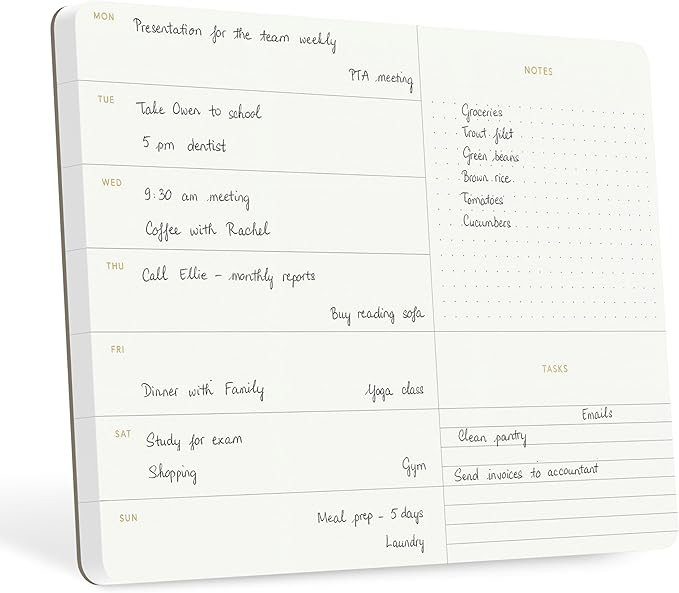 Elegant Weekly Planner Notepad, Undated, 11.22" x 7.87", 52 Sheets (Whole Year), Gold Foil, Tear ... | Amazon (US)