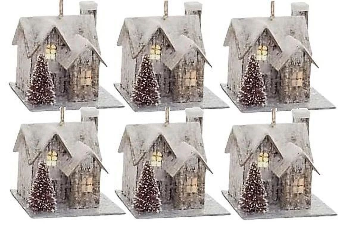Holiday Time Set of 6 LED Paper House Ornaments, White & Brown Color - Walmart.com | Walmart (US)