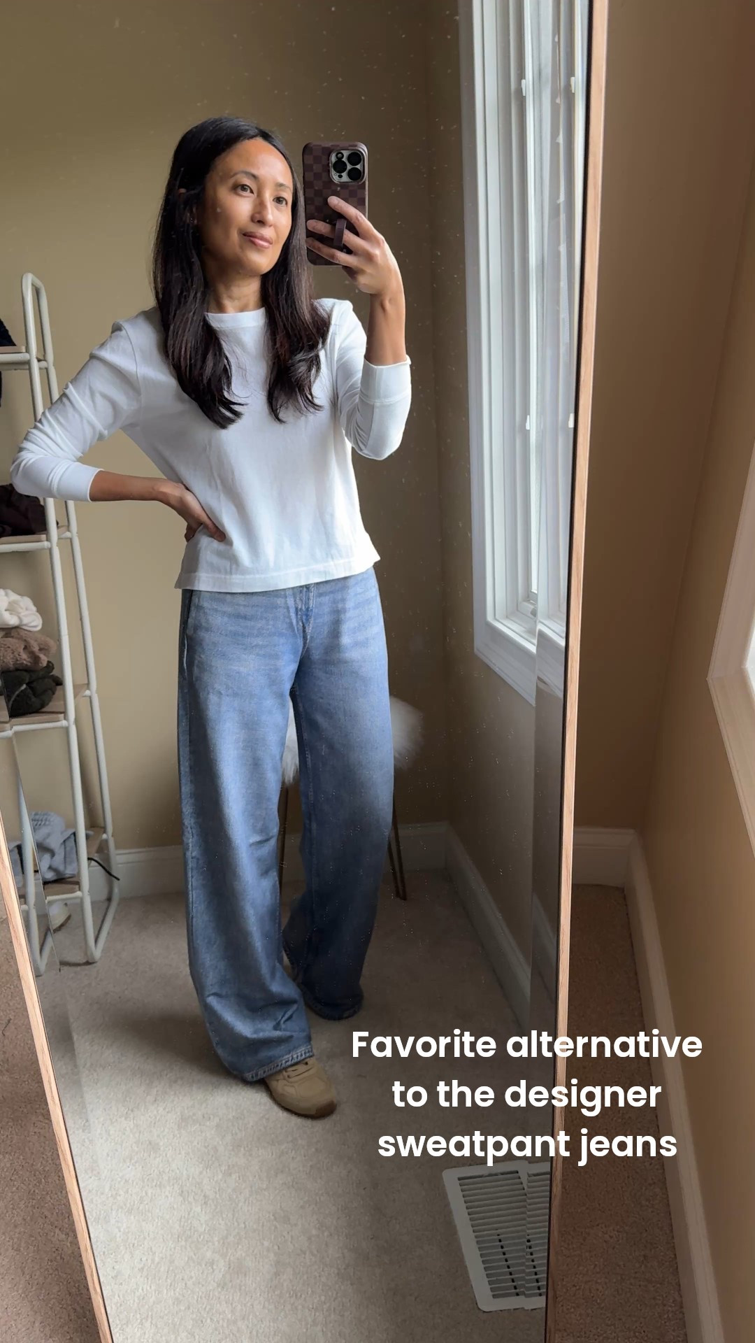 Favorite alternative to the designer sweatpant jeans. On sale 50% off with code GREAT; comes to $49. SIZE DOWN. 
Good cotton long sleeve t-shirt. True to size. 


#LTKOver40 #LTKFindsUnder100 #LTKSaleAlert
