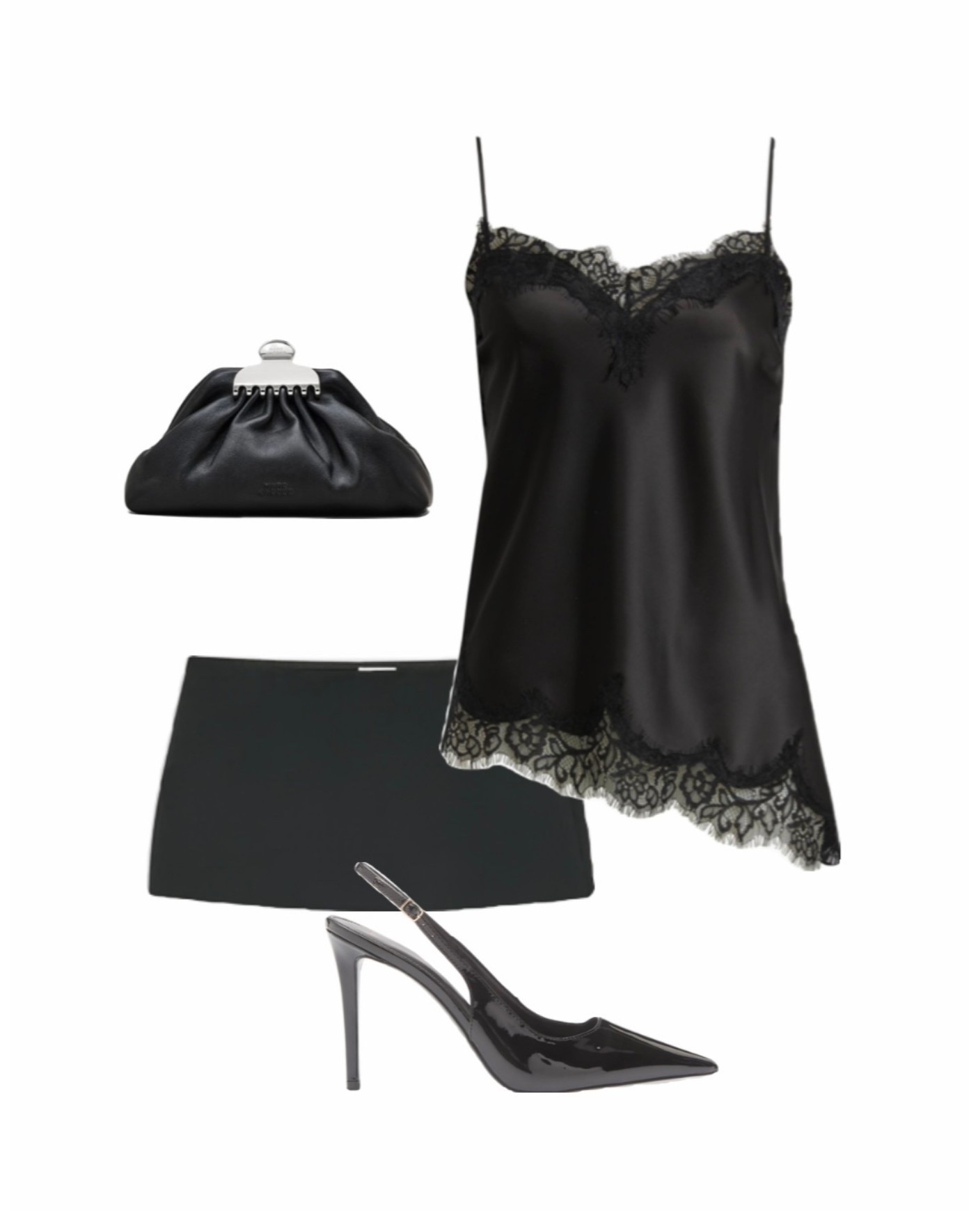 Black lace cami styled with a micro mini skirt and pointed toe heels.

black outfit, valentine outfit, valentine date night outfit, little black outfit, lace cami outfit, black mini skirt, date night outfit, girls night outfit, sexy valentine look, chic black outfit, evening outfit ideas, classy night out outfit, elevated black style, women’s fashion

#LTKValentine