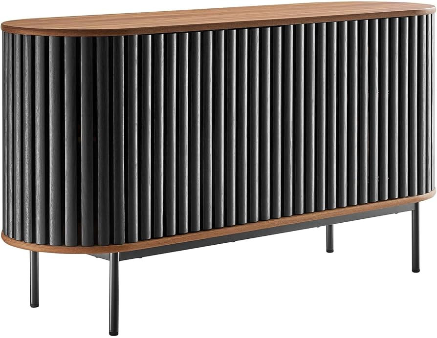 Modway Fortitude 59” Oval Sideboard Buffet Table Stand in Walnut Black-Supports TVs up to 65 in... | Amazon (US)