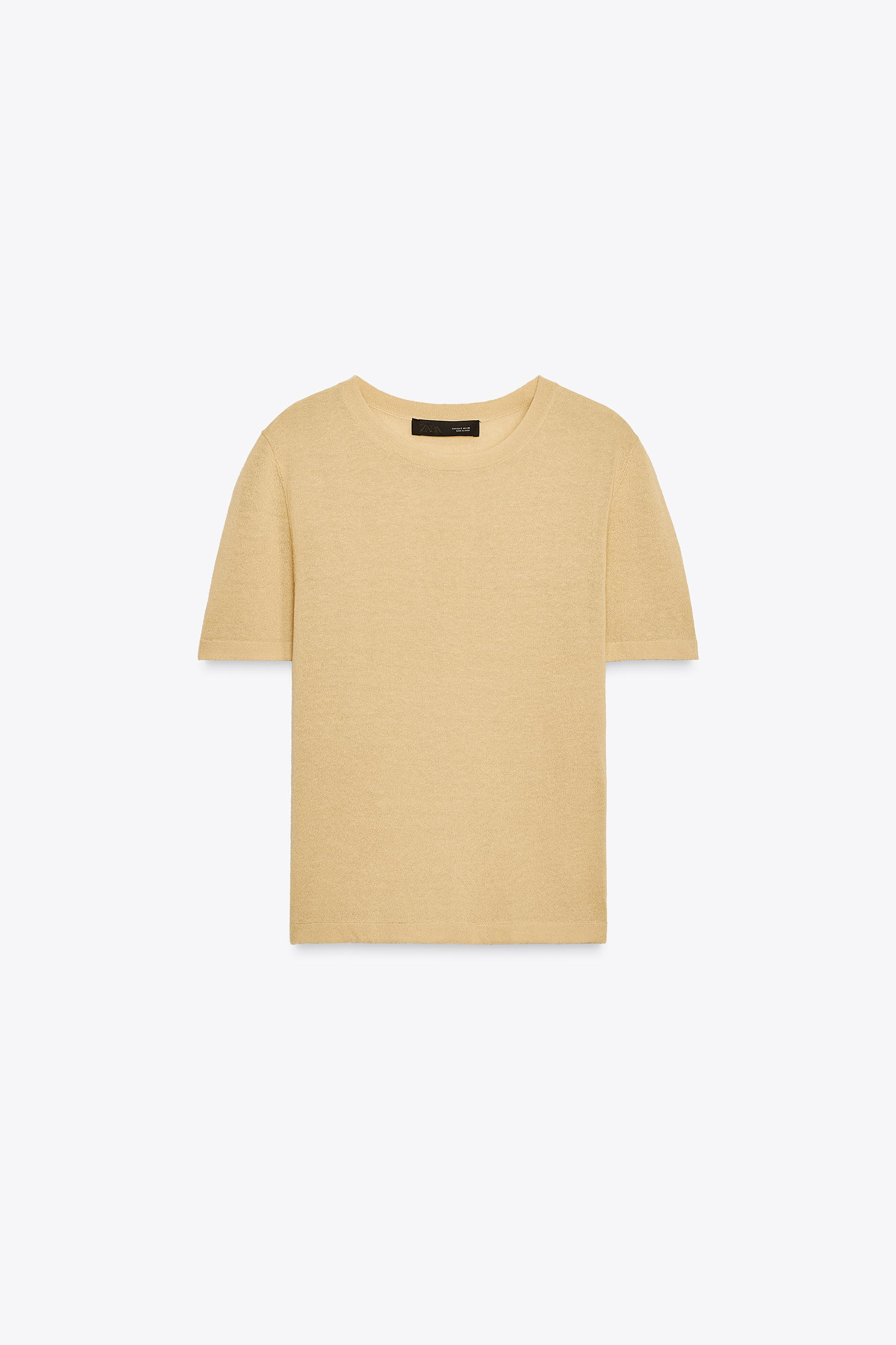 SHORT SLEEVE LINEN KNIT TOP | Zara US