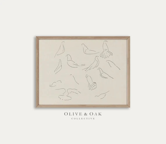 Minimalist Bird Sketch / Neutral Nursery Decor Print Digital | Etsy | Etsy (US)